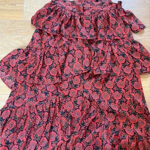 1. State Red and Black Floral Patterned Top